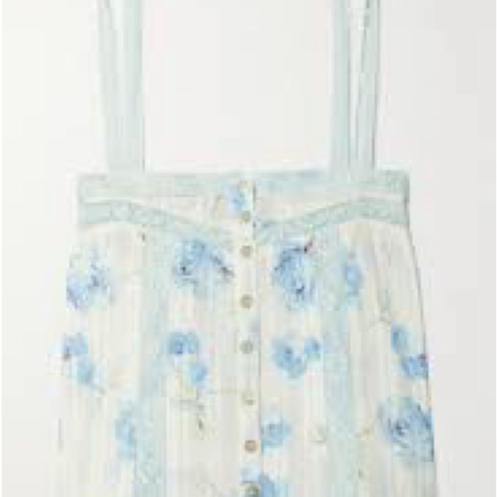 LoveShackFancy Light Blue Lace Top